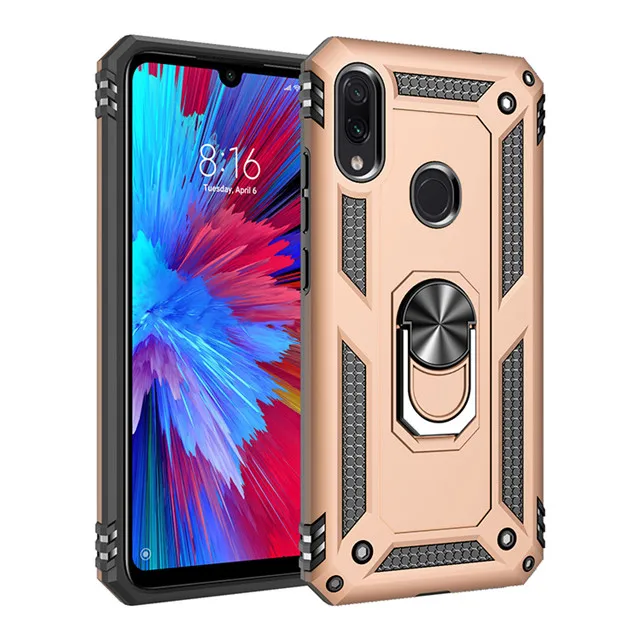 Gold ZNP роскошный бронированный чехол-подставка для Xiaomi Redmi Note 7 8 Pro чехол противоударный магнитный держатель-кольцо чехол для телефона для Redmi 7A 8A чехол - Цвет: Gold