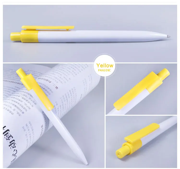 Yellow Pan109C 500 шт/партия пластиковые рекламные элементы ручки для письма Пользовательский логотип гравировка мяч карандаш - Цвет: Yellow Pan109C