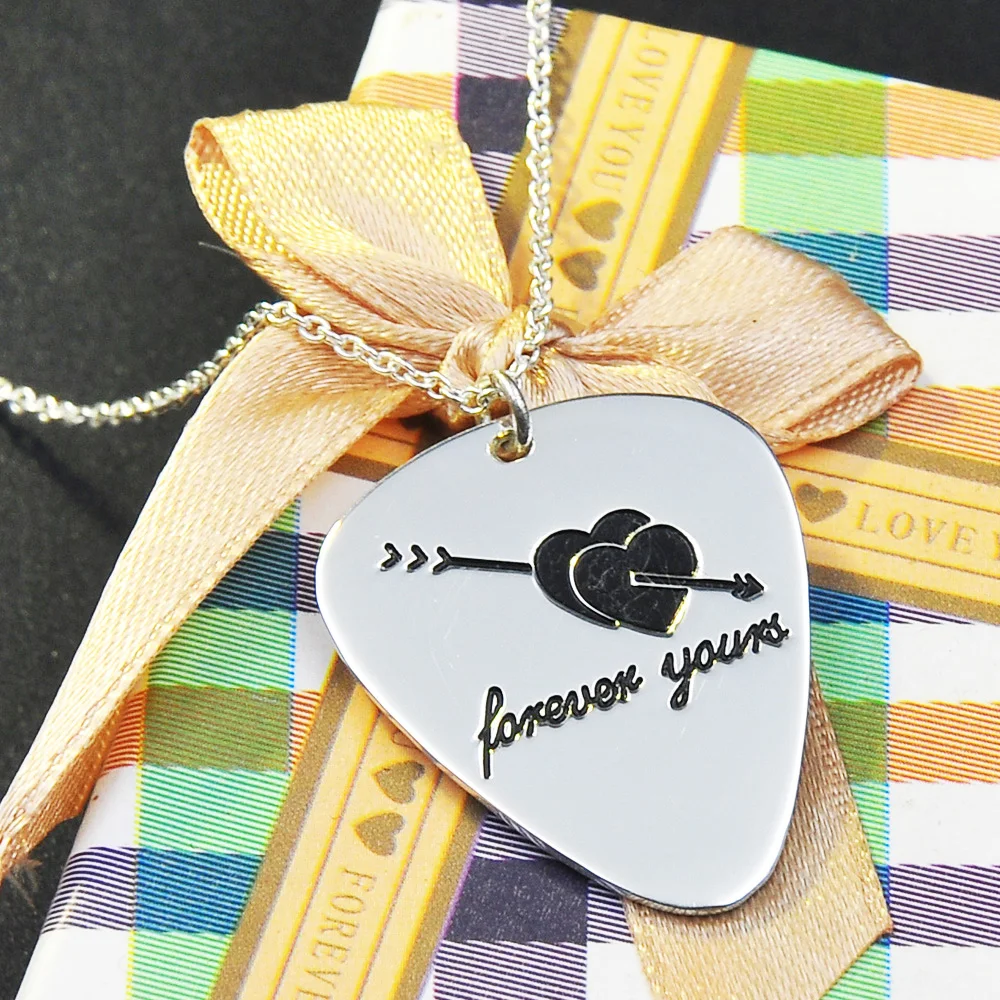 Цепочка-гитара из твердого серебра гравирует ваш дизайн индивидуальное ожерелье