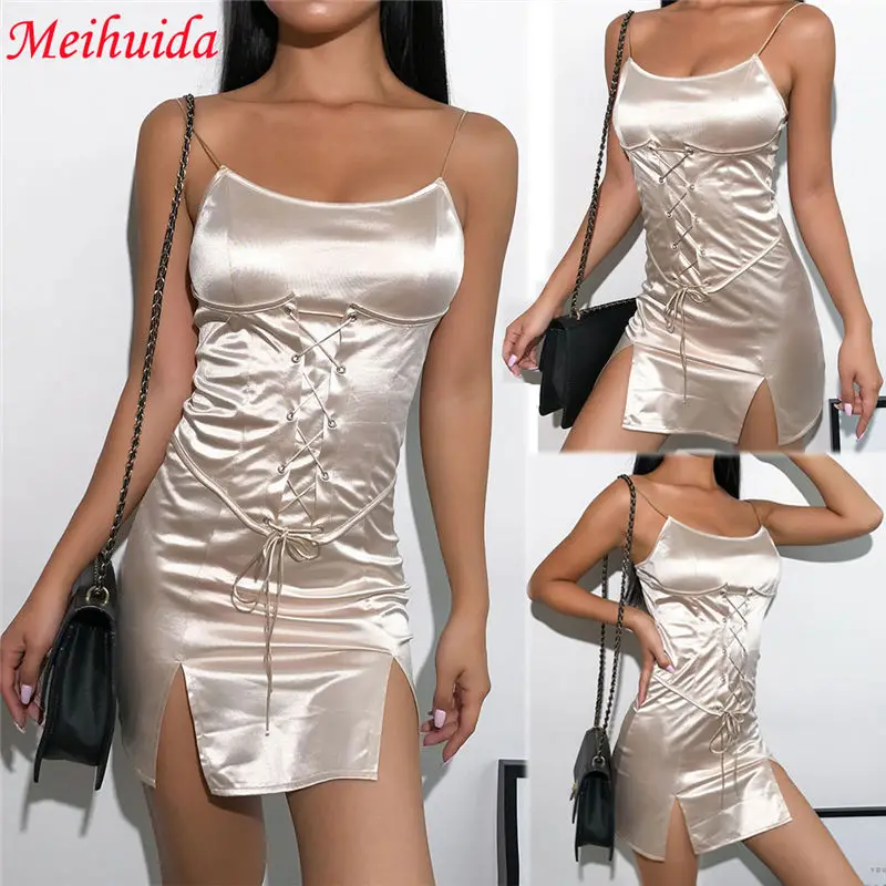 Meihuida Sexy Women Sleeveless Bandage Bodycon Dresses Fashion Party Leisure Female Girls Club Mini Dress Dropship | Женская одежда