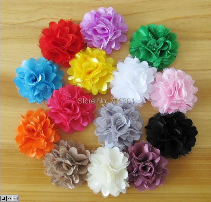 200 шт. атласные мини-тюлевые розы без зажимов для волос |