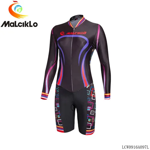 Malciklo Триатлон Skinsuit Черный Спортивные костюмы Майо Ropa Ciclismo Велоспорт Джерси с длинным рукавом велосипед Костюмы для Для женщин - Цвет: Jumpsuit  Sets