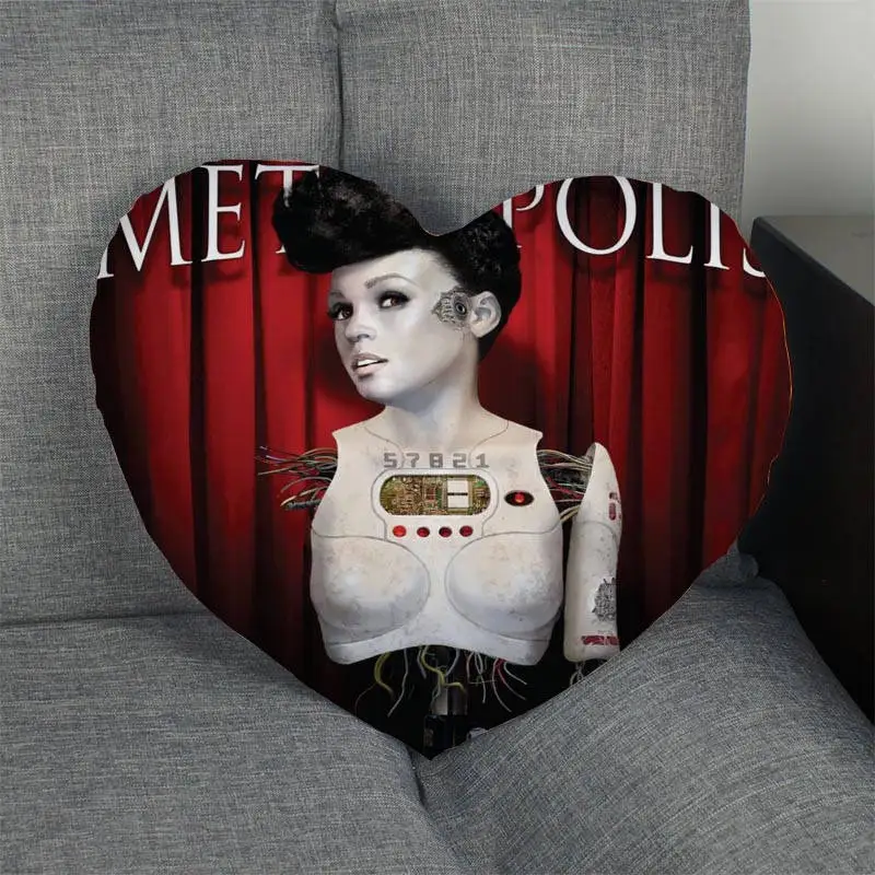 

Custom Janelle Monae Heart Shape Pillow Cover Zipper Pillowcase Cover Wedding Home Office Decorative Size Best DIY Gift
