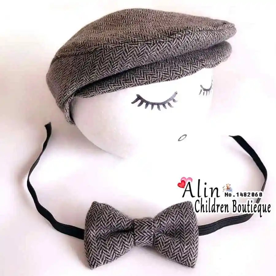 gray black Шапка для маленьких мальчиков+ Tieback фон для фотографирования новорожденных с изображением, игрушки, Товары для детей симпатичная шапочка для новорожденного, для малыша детский костюм# P2008 - Цвет: gray black