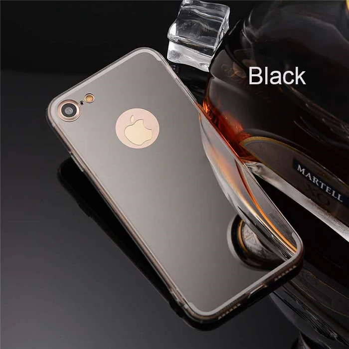 black Роскошный мягкий, зеркальный, из ТПУ задняя крышка чехол для iPhone 6 S 6 S Plus 7 Plus 6 S Plus 7 Plus, 8 Plus, X XS Max XR 5 5S чехол SE оболочка корпуса - Цвет: black