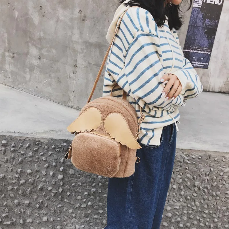 Мода Леопардовый небольшие рюкзаки для Для женщин Мини Рюкзак Kids Fashion Back Pack Путешествия цепи плюшевые сумки зима сумка sac