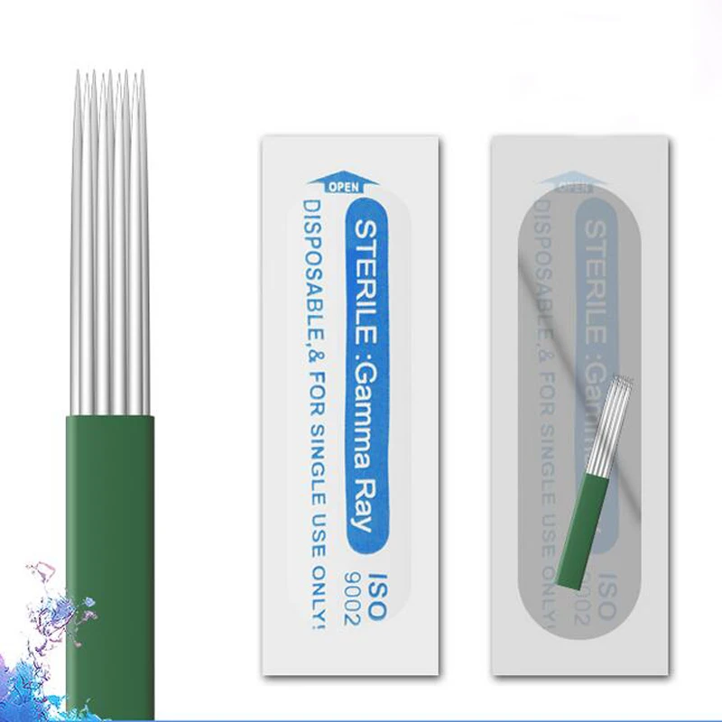 50pcs Microblading Tattoo Shading Blade Double Row 9Pins Round Fog Needles For Semi Permanent Makeup 3d Manual Pen Tools | Красота и