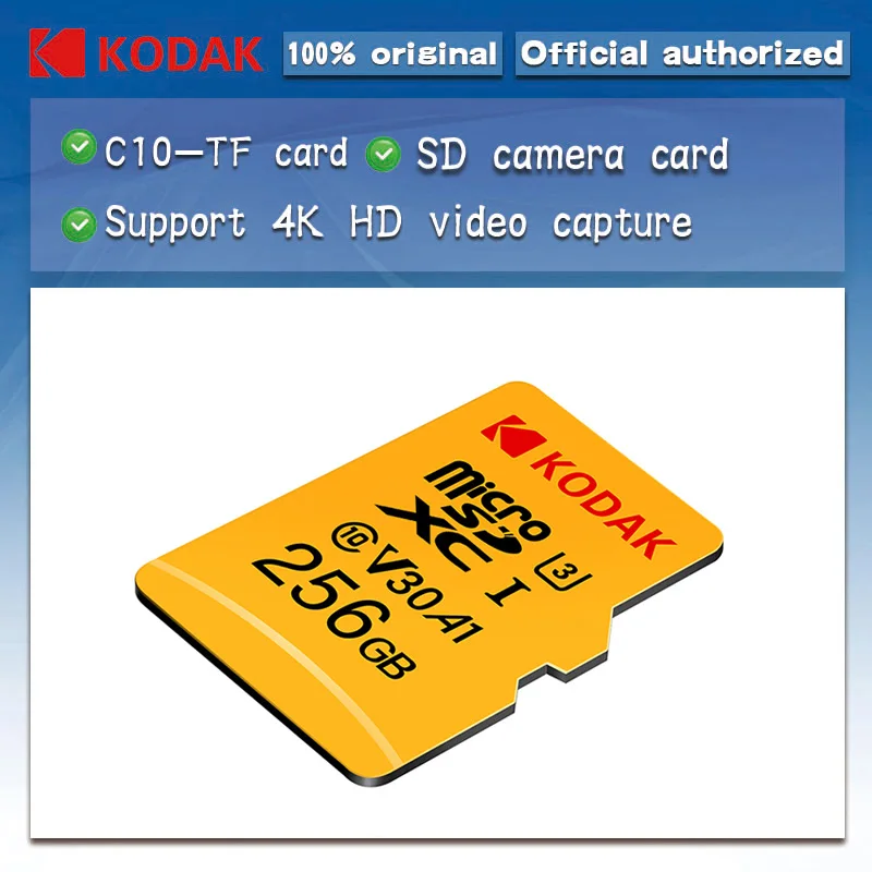 Высокоскоростная карта памяти Kodak micro sd 256gb class 10 U3 4K cartao de memoria 256GB tarjeta sd|Карты