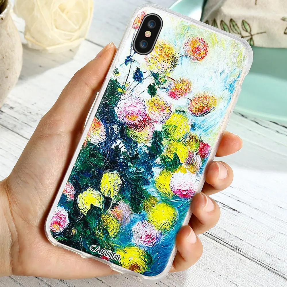 Caseier картины Моне чехол для телефона iPhone 7 8 Plus Мягкий ТПУ силиконовый 6/6s X 5 5S SE