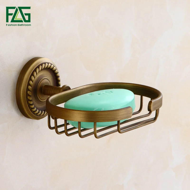 

FLG Brass Soap Dishes Antique Brass Wall Mounted Soap Dish Holder Soap Box Bathroom Accessories Free Shipping G146-07A