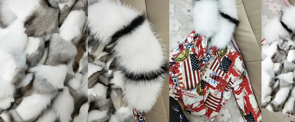 Зимние женские парки, новинка, утолщенная теплая куртка с абстрактным принтом, натуральный Лисий мех, внутренний большой меховой воротник, зимняя куртка, пальто для женщин