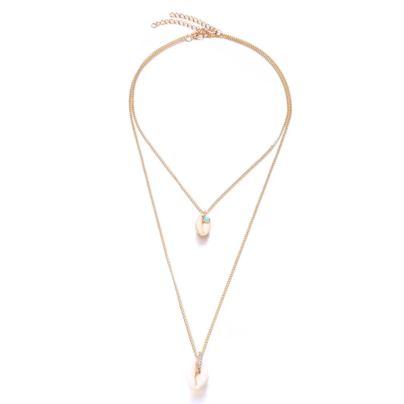 Tenande Low Price Double Layer Boho Beads Shell Chain Necklaces &amp Pendants for Women Summer DIY Sea Jewelry Femme Bijoux Colar |