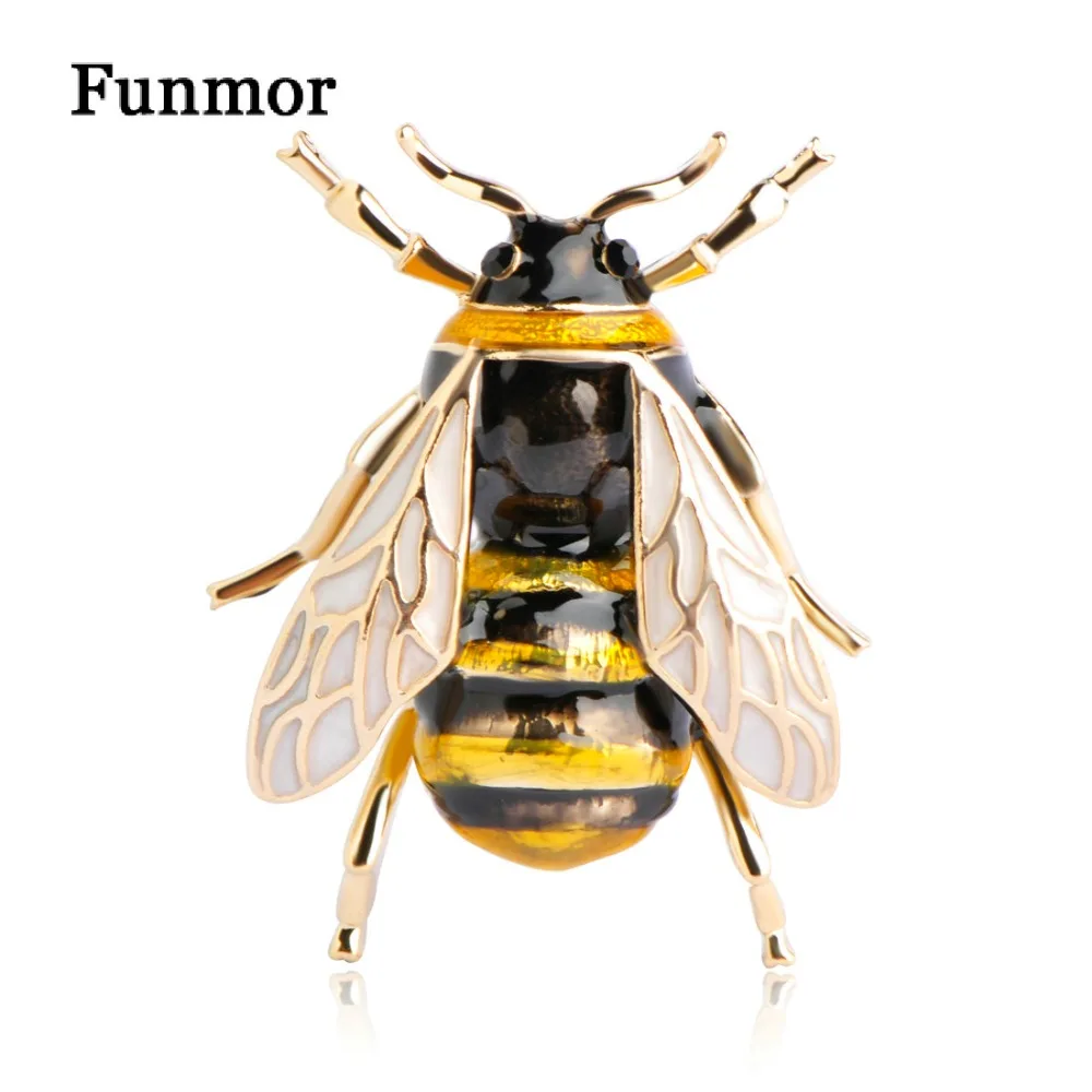 FUNMOR эмаль Esmalte пчела стиль Броши для женщин мужчин детей Кристалл насекомое брошь булавки пальто рубашка украшения значок воротник зажимы