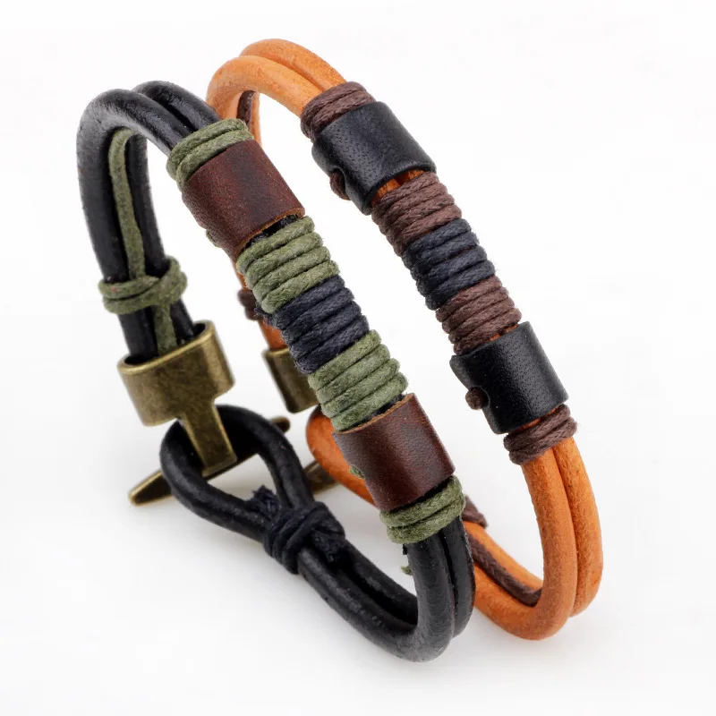 Мужской браслет модное ювелирное изделие кожаная цепь плетеный ручной работы