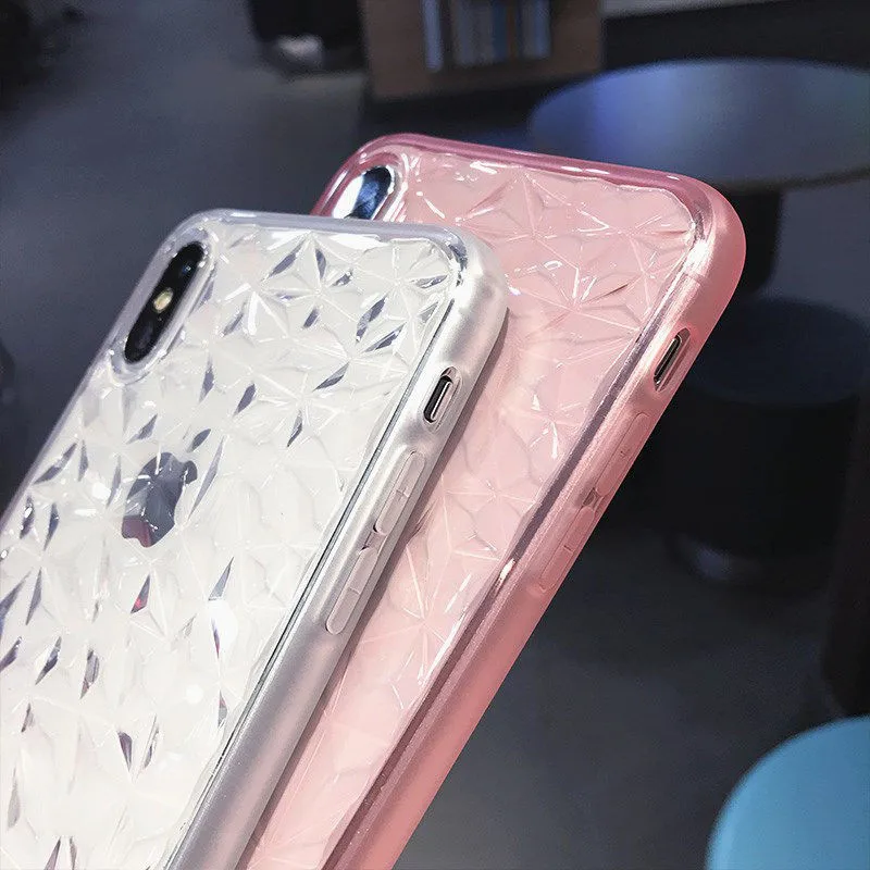 

50pcs Shining Phone Case For iPhone X XR XS Max 8 7 Plus 6 6S Plus Transparent Soft TPU Shockproof Soft Back Cover Cases
