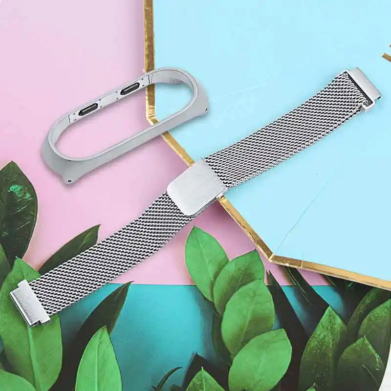 Silver OULUCCI модный mi lanese магнитный ремешок из нержавеющей стали для Xiaomi mi Band 3 Watch Band для Xiaomi mi band 4 - Цвет: Silver