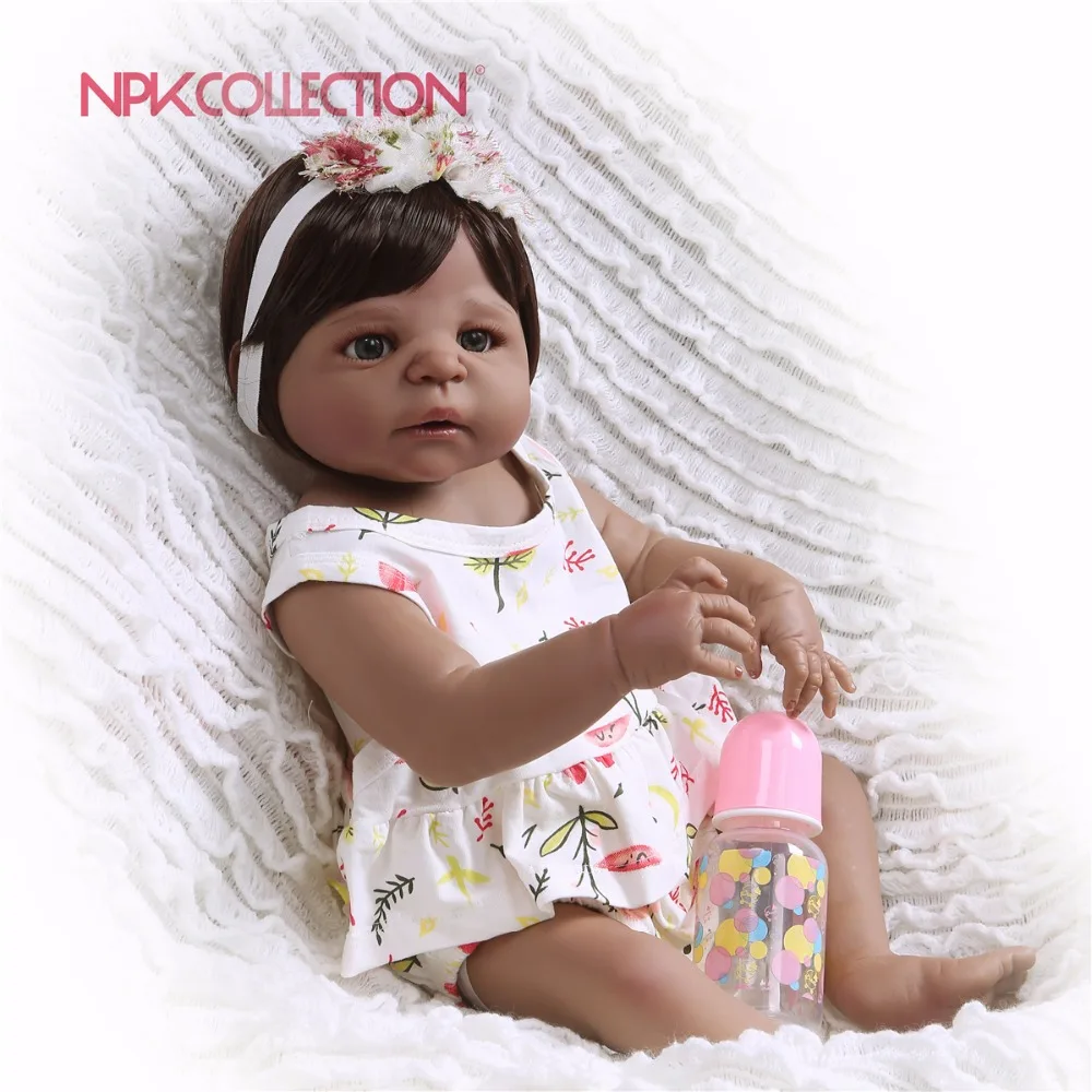 NPKCOLLECTION 2018 новый дизайн черная Детская кукла цельное Силиконовое тело