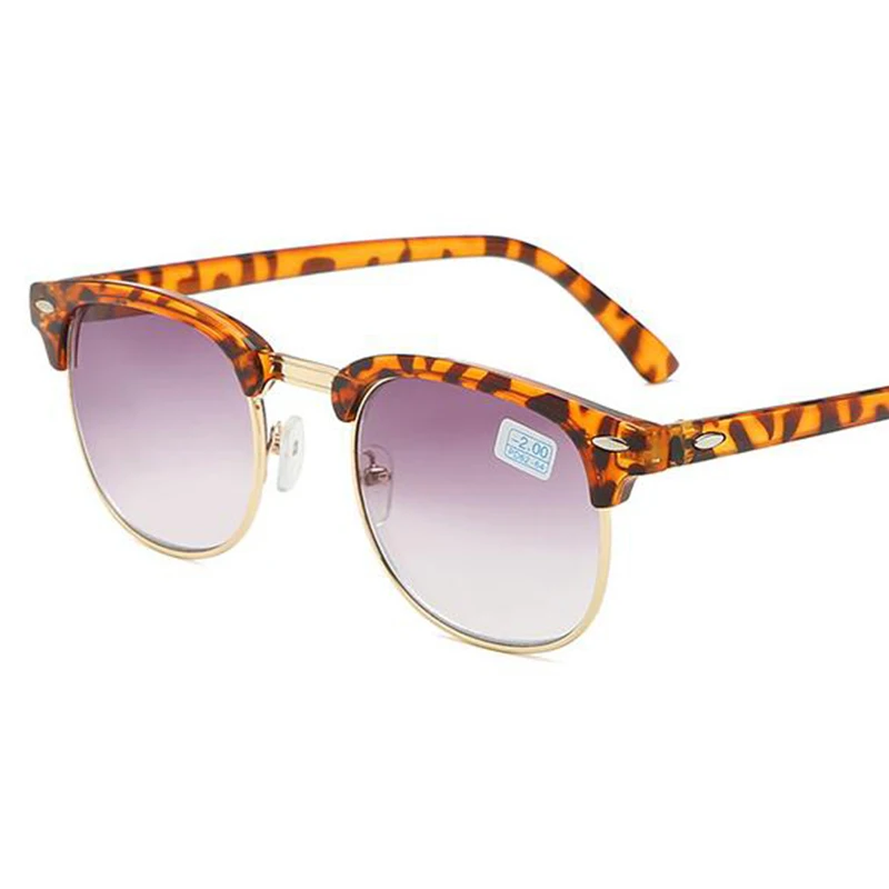 bright leopard Мужские солнцезащитные очки для близорукости, женские очки, серые градиентные линзы, очки для мужчин, оправа для очков, защита от уф400-0,50-1,0-2,0-6,0 - Цвет линз: bright leopard