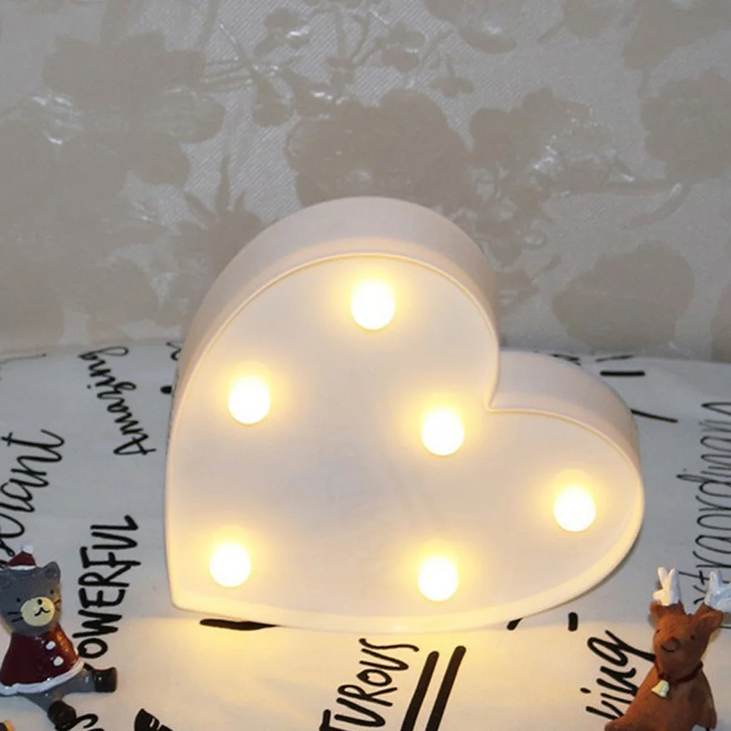 Heart White Ретро Стиль светодиодный Алфавит символов светильник DIY светильник письмо Ночная настольная лампа для вечерние Свадебный шатерный светильник Декор для дома и сада - Цвет: Heart White