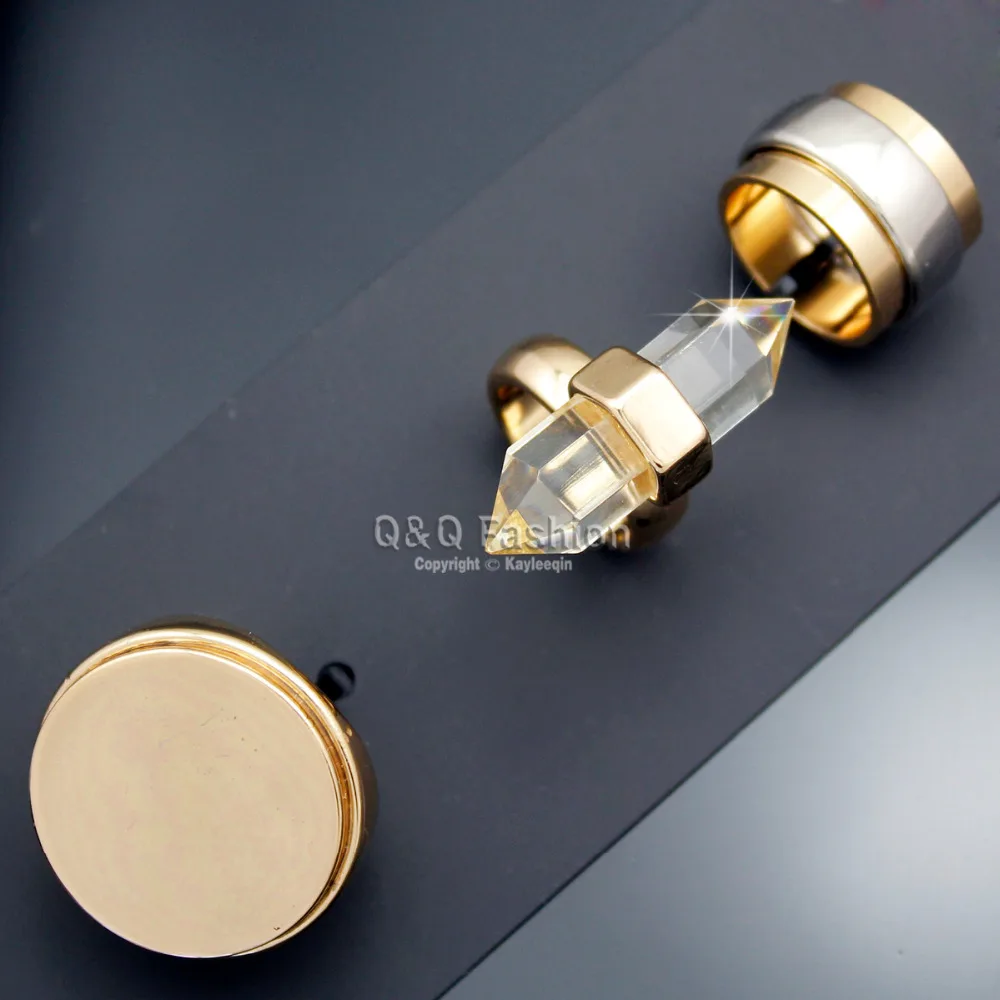 Pack of 3 Gold Clear Quartz Spike Bali Braided Stone Disc Stainless Steel Flat Stack Band Chunky Finger Ring Jewelry | Украшения и