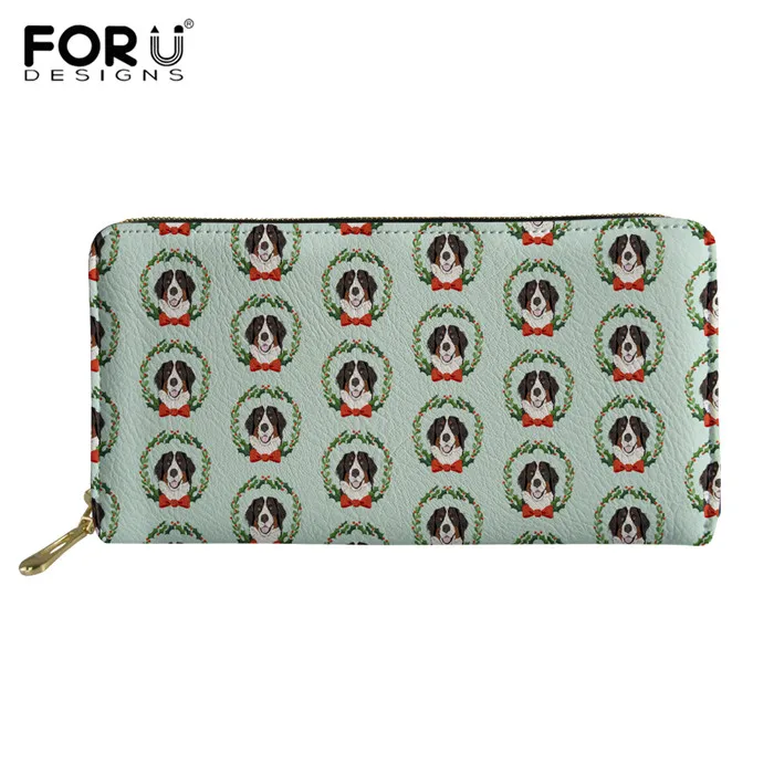 RH0249Z21 FORUDESIGNS/Бернская горная собака красный принт женские кожаные кошельки портмоне клатч держатель для карт Повседневное модный бумажник женский - Цвет: RH0249Z21