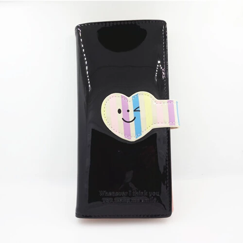 Милый женский кошелек со смайликом блестящий из искусственной кожи длинный