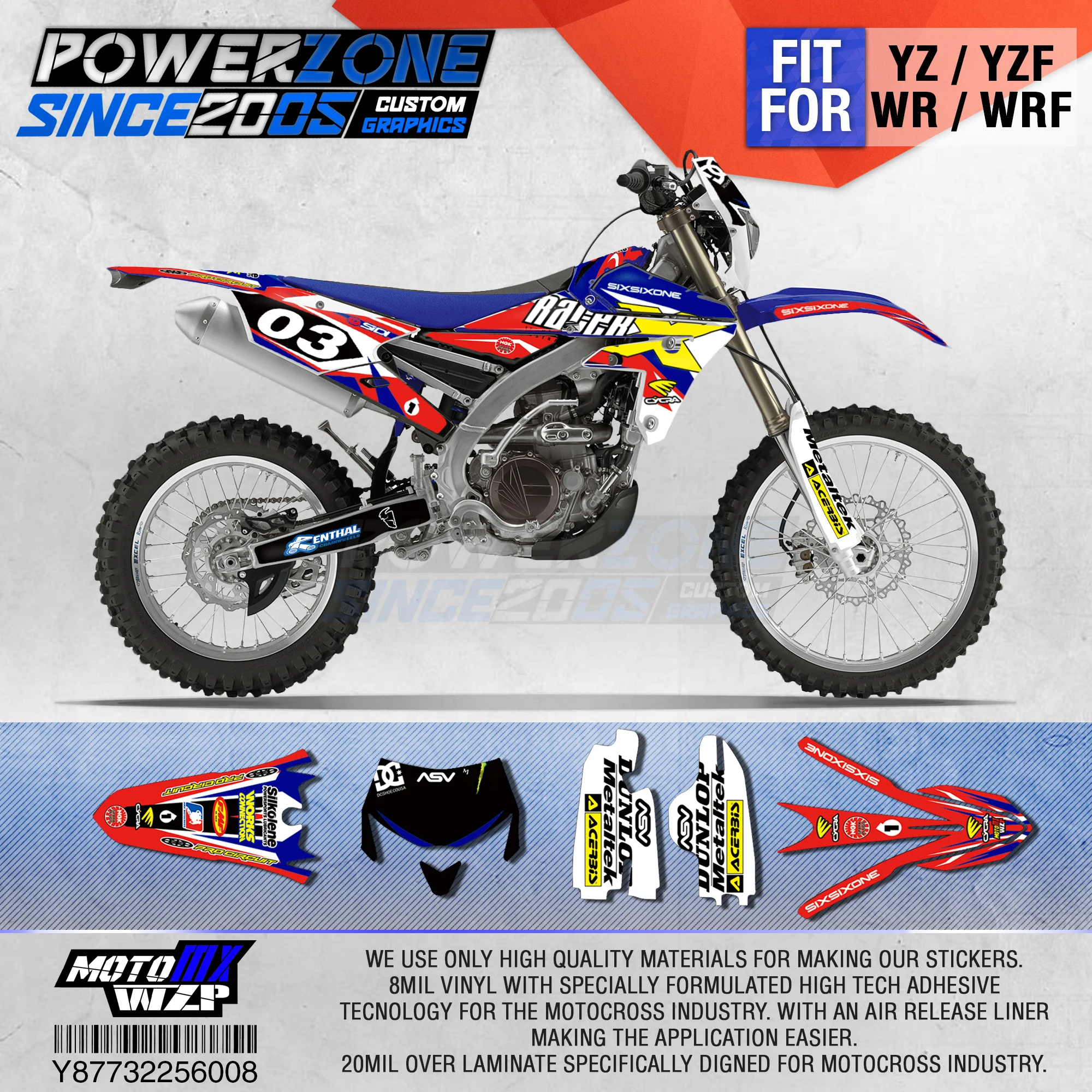 

PowerZone Customized Team Graphics Backgrounds Decals 3M Custom Stickers For YAMAHA WR450F WR WRF 450cc 2016 2017 2018 2019 008