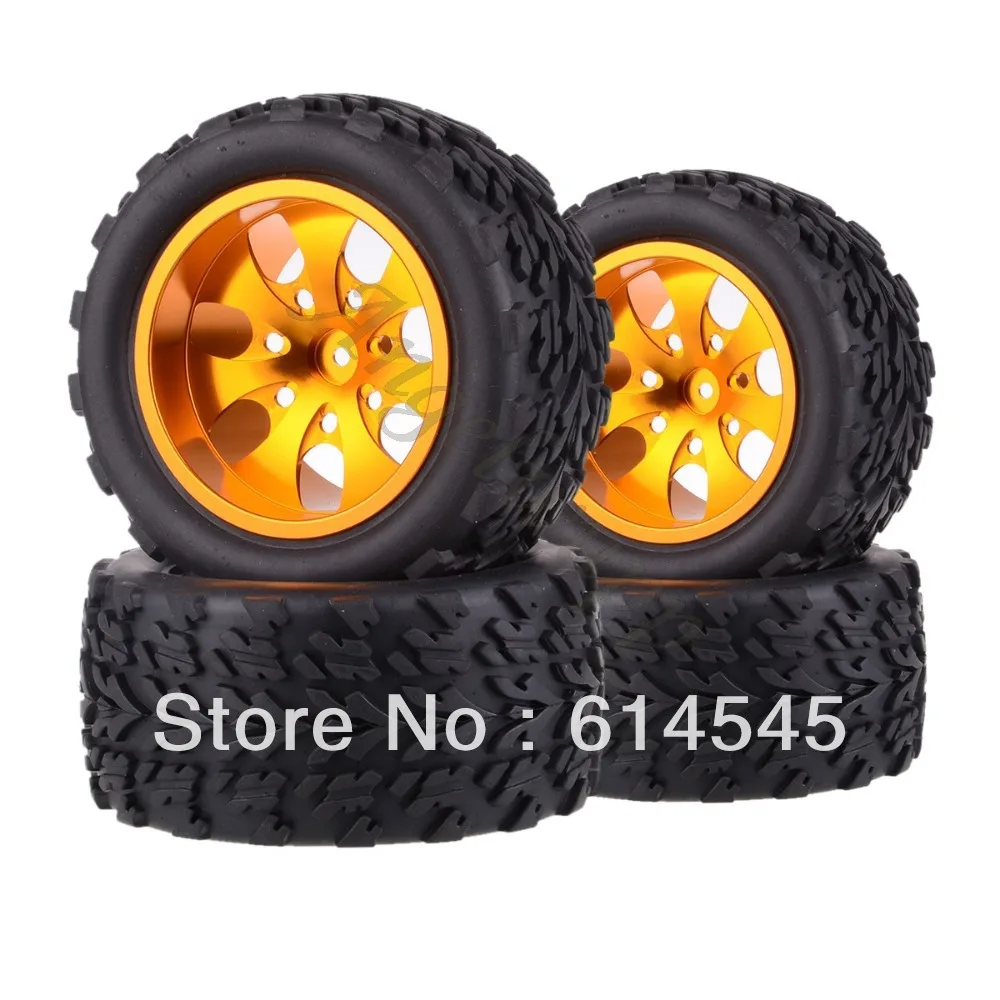 

4xRC Monster Truck Bigfoot Metal 1:10 Wheel Rim & Tyre Tires 12MM HEX 88117