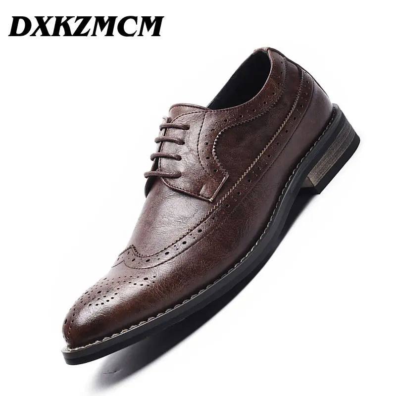 DXKZMCM 2019 мужские кожаные туфли ручной работы Мужские модельные броги классические