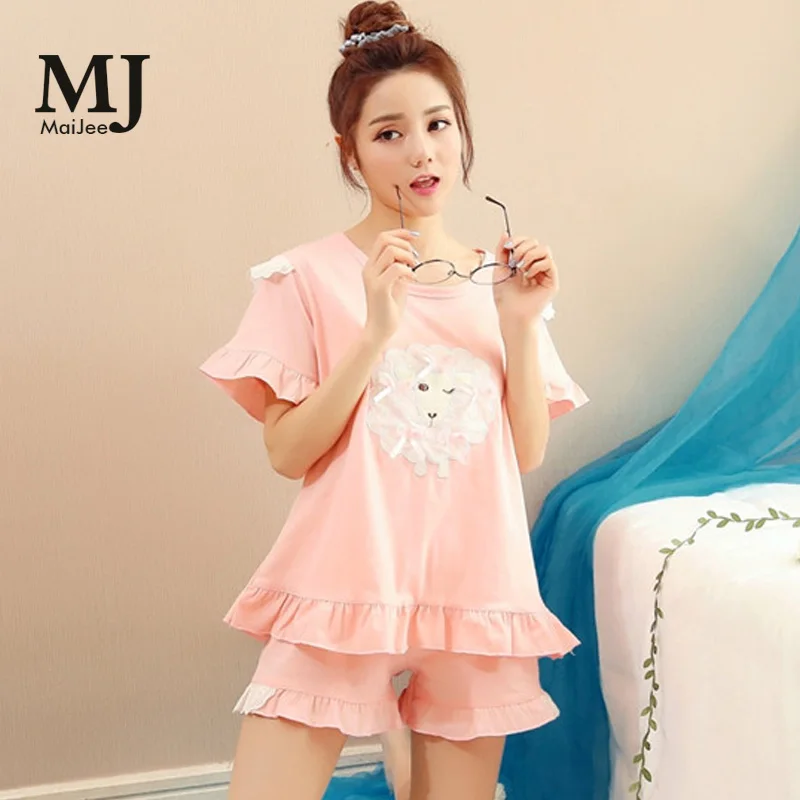 X037 MaiJee пижамы хлопка Chemise De Nuit Femme Для женщин Ночное 2019 Новый модный стиль хлопок