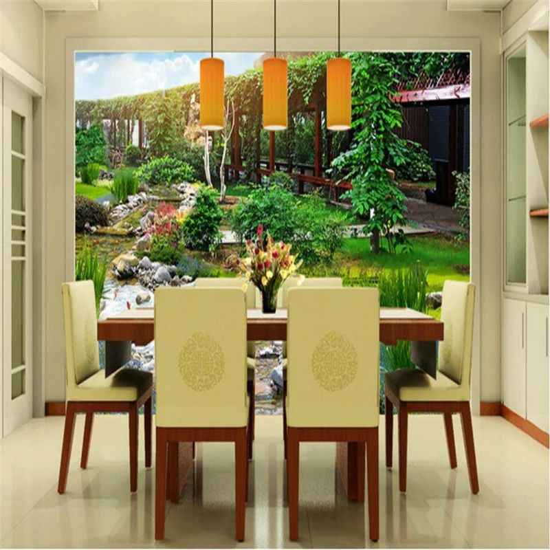 beibehang papel de parede Garden park 3D landscape background wall painting custom large fresco green wallpaper | Обустройство дома