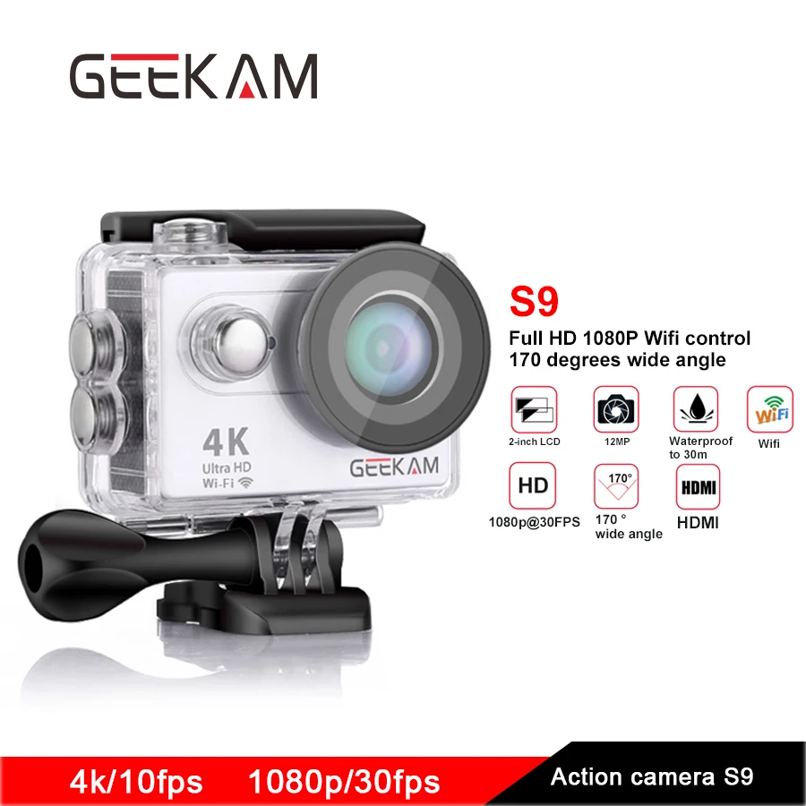Geekam экшн-камеры S9 Камара Депортива 4 К 1080 P HD открытый Go водонепроницаемый Wi-Fi Pro
