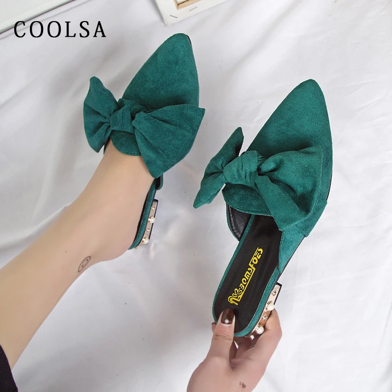 Новинка Летняя женская обувь тапочки с острым носком бархатные сандалии