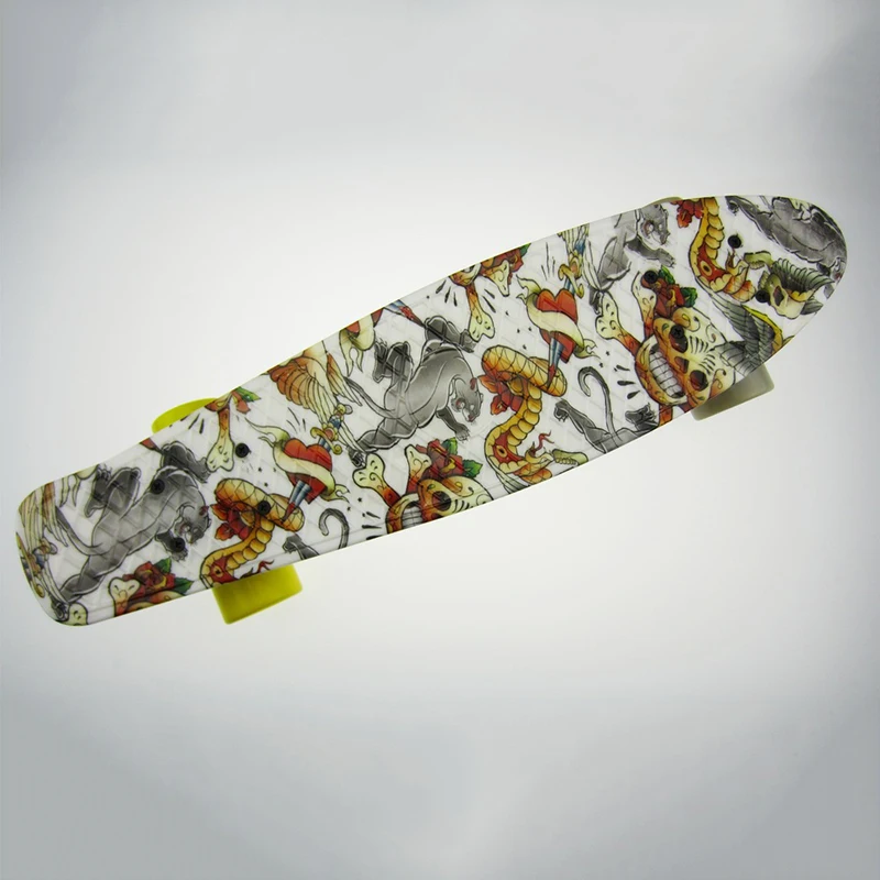 Пластиковый скейтборд Free Shipping Printed 22" Complete Skateboard для мальчиков и девочек для активного отдыха на улице волновой доски CL43.