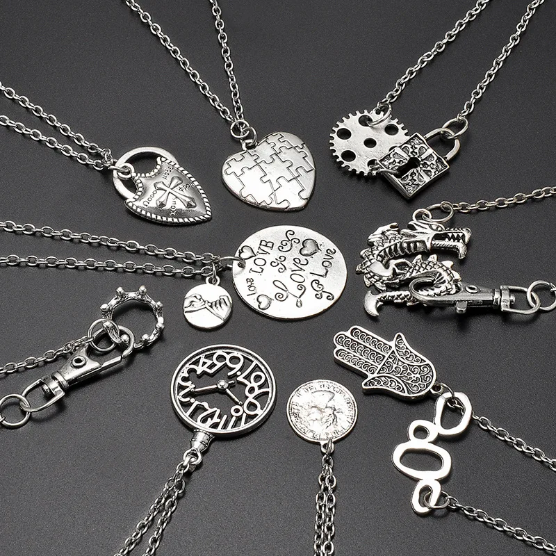 Новинка 2019 разноцветная винтажная подвеска-хип-хоп серебряного цвета Длинная