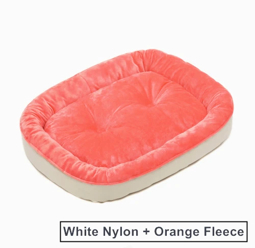 White and Orange Двусторонний Хрустальный плюшевый флисовый лежак, кровать для собак, кровать для домашних животных, для кошек и собак, дышащий, супер удобный домик для домашних животных - Цвет: White and Orange