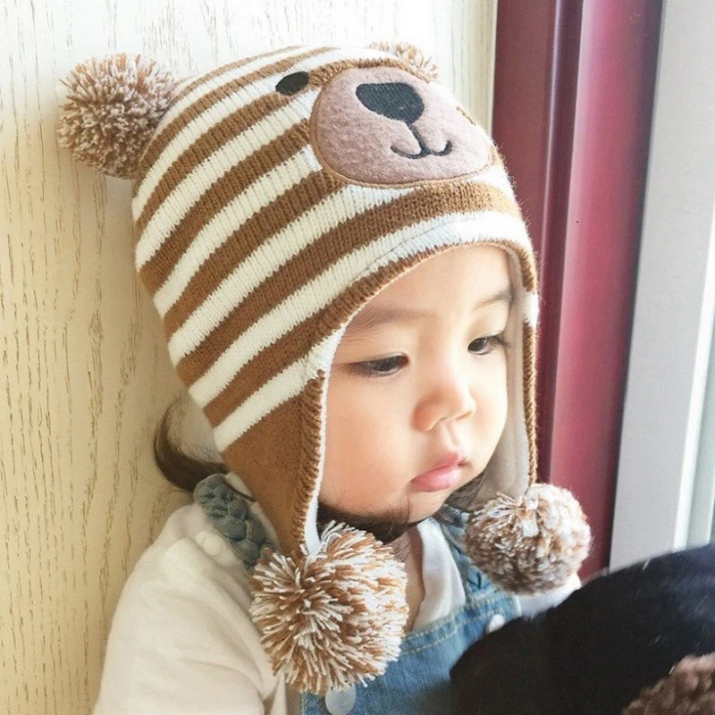 Baby Hats 3 Sizes 1-5 Years Boys Girls Hats Cute Bear Kids Winter Hats Bonnet Enfant Hat For Children Baby Muts