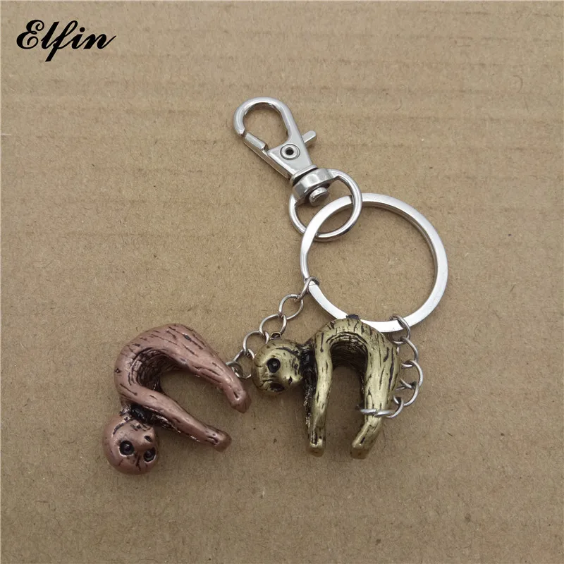 Elfin Trendy 3D Baby Sloth Key Chains Fashion Animal Pet Memorial Jewellery Rings | Украшения и аксессуары