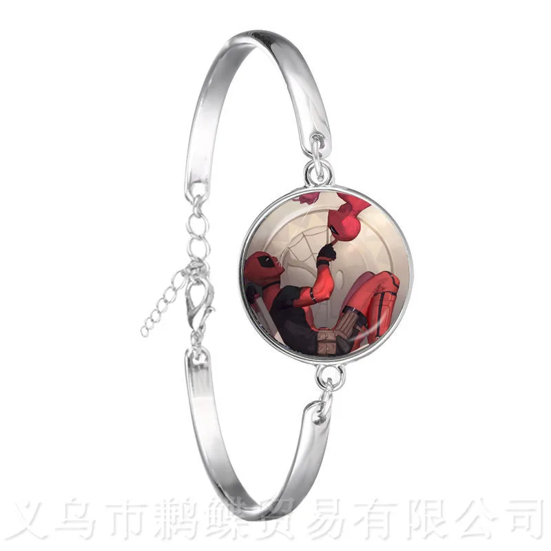 2020 New Deadpool 18mm Round Glass Dome Trendy Cartoon Characters Chain Bangle Gift For Women Men | Украшения и аксессуары