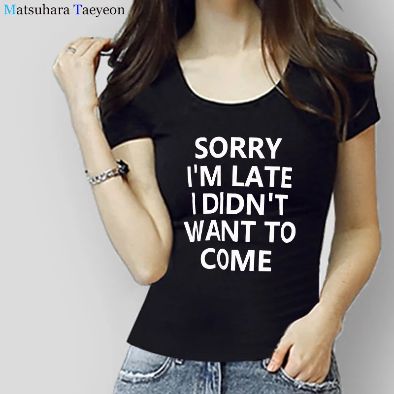 

T shirts Women 2018 Summer Slogan Print Tee Women Tops Summer Black Casual Short Sleeve Letter Print T-shirt Clothing t84