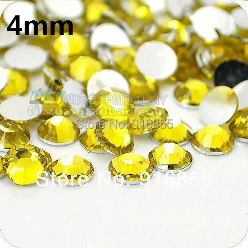 

Free shipping Fashion Wholesale SS16 4mm 10000pcs Lemon yellow flatback Resin rhinestones,nail art rhinestones for DIY deco