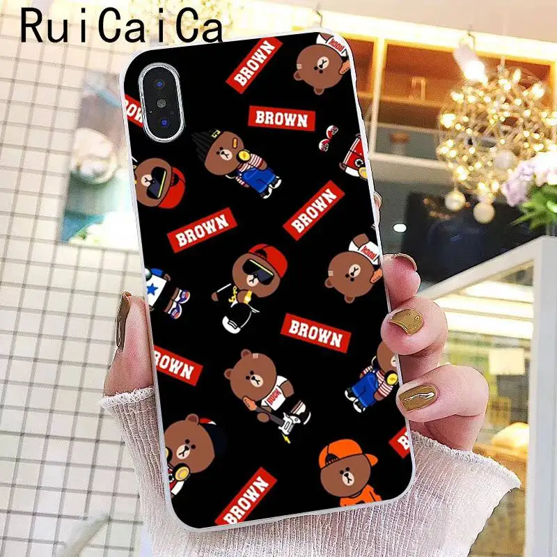 Ruicaica Line Friends коричневый Медведь Мягкий чехол для телефона iPhone 8 7 6 6S Plus X XS MAX 5 5S SE XR 10 Чехол