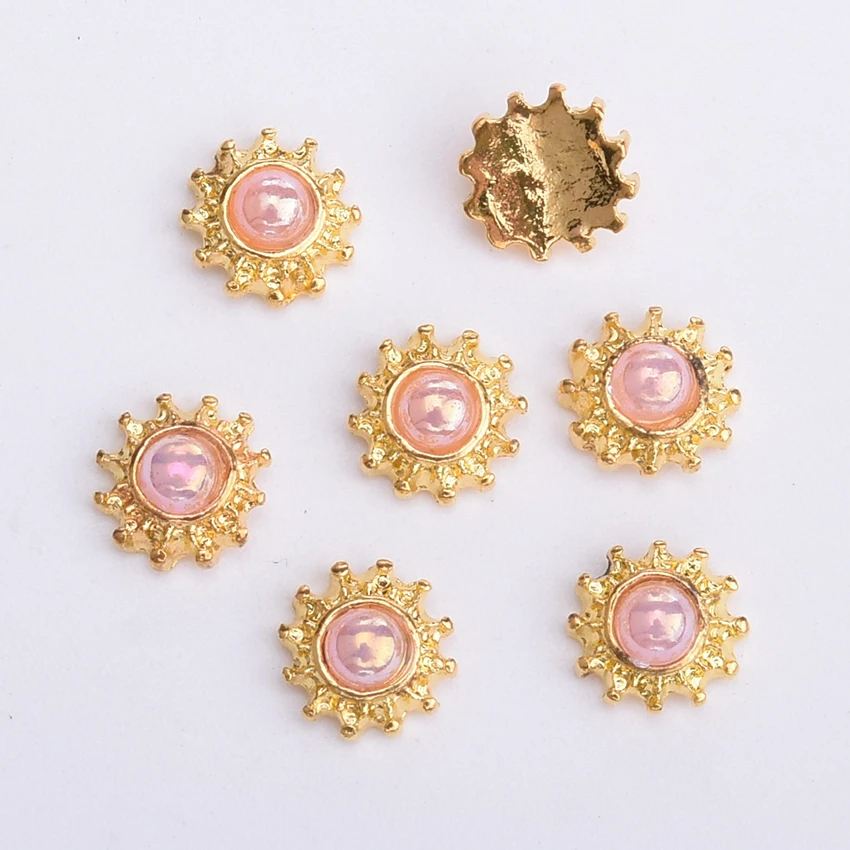 10 шт. жемчужины для дизайна ногтей 3d Металлические золотые шпильки смолы