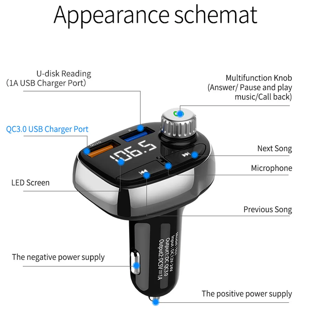 Автомобильный Bluetooth комплект mp3 плеер FM передатчик USB SD ЖК дисплей функция громкой
