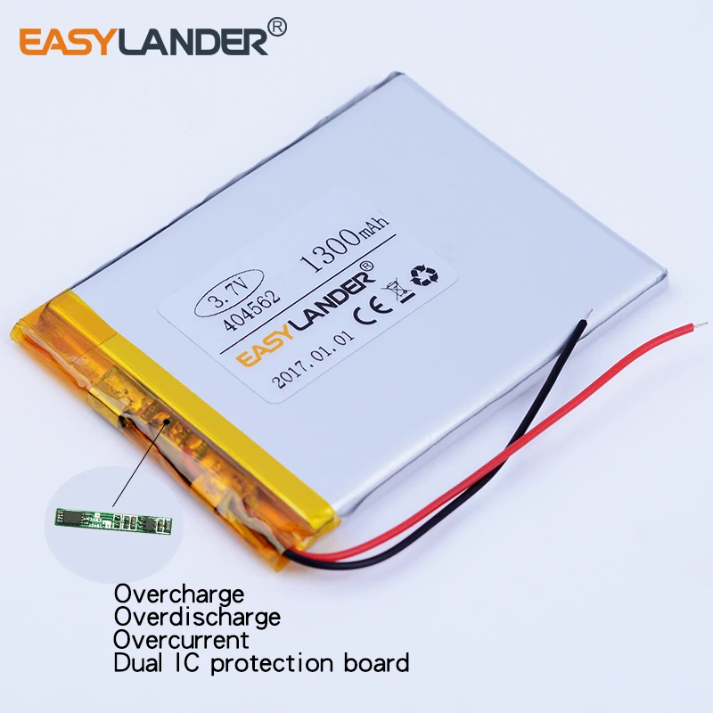 

3.7V 1300mAh li-Polymer Li-ion Battery For small E-Book mp3 mp4 gps pedometer vehicle traveling data recorder 404562