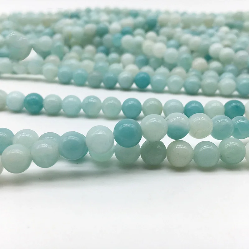 AAA natural gem beads aquamarina round stone for jewelry making 6mm 8mm pick size For Jewelry Making DIY Material | Украшения и