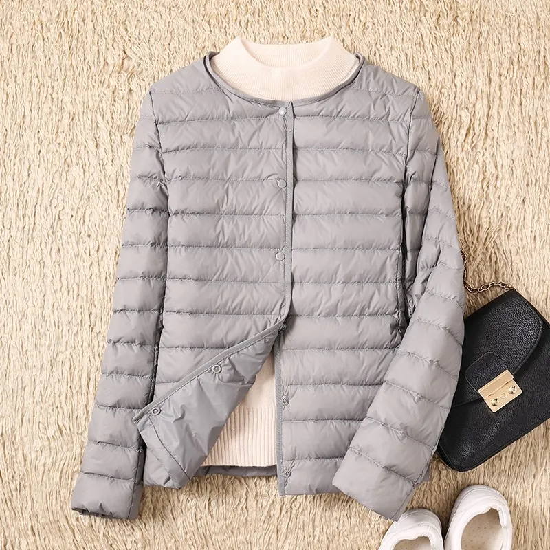 Легкая женская пуховая куртка на подкладке новинка 2019 легкая тонкая однобортная