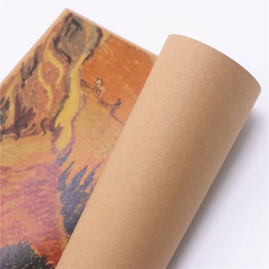 Ван Гог Осенняя полевая кантри крафт бумага винтажная картина маслом постер кафе