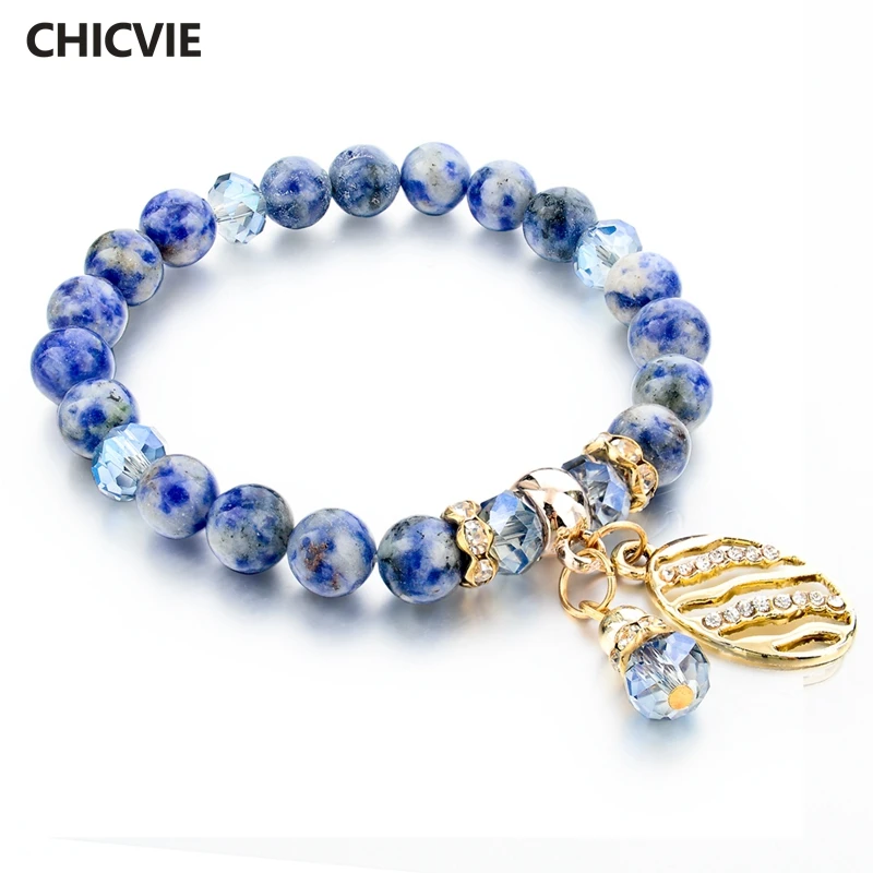 CHICVIE овальный браслет из натурального камня для женщин парные золотые