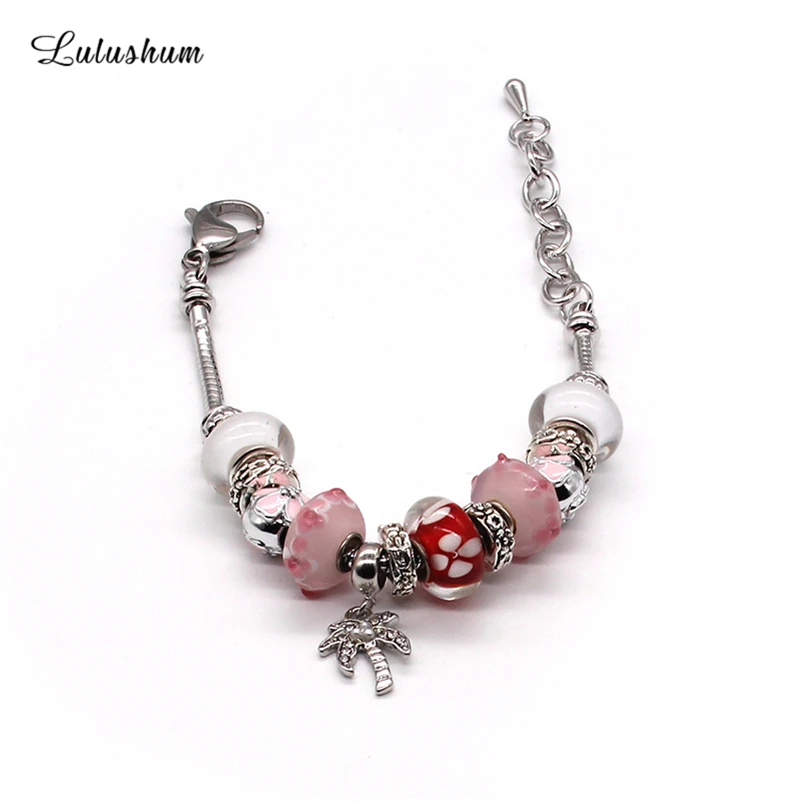 SANYU Fit Pandora браслет стиль розовый Романтическая любовь глазурь бусины характерные подвески ювелирные изделия браслеты для женщин BR-1694